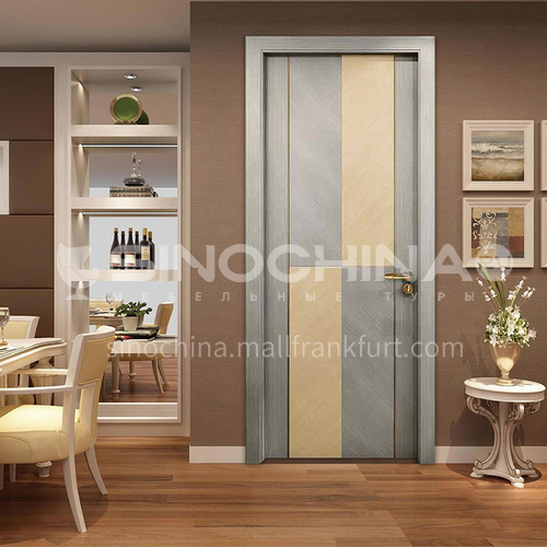 Modern style silent technology veneer patchwork composite solid wood door room door 45